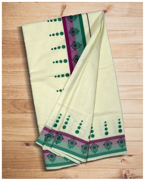 Green With vadamalli Color kara Cotton Set Saree