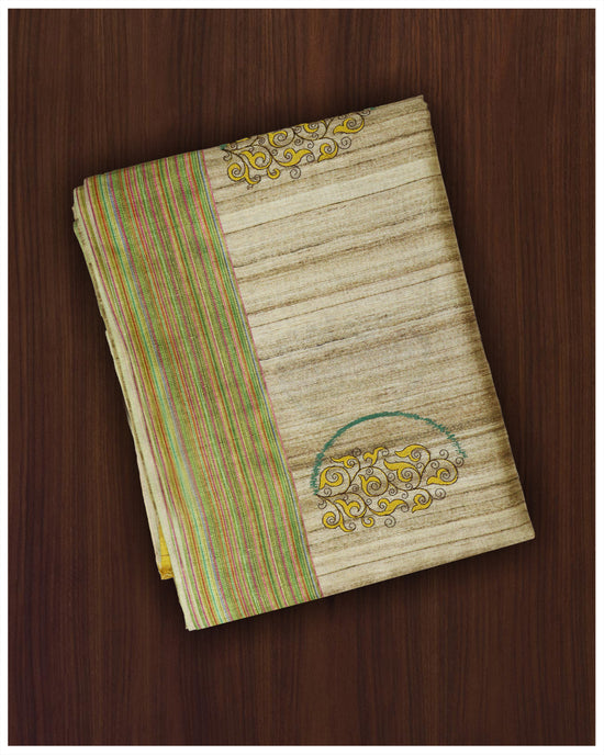 Wooden Texture Tussar Silk Saree