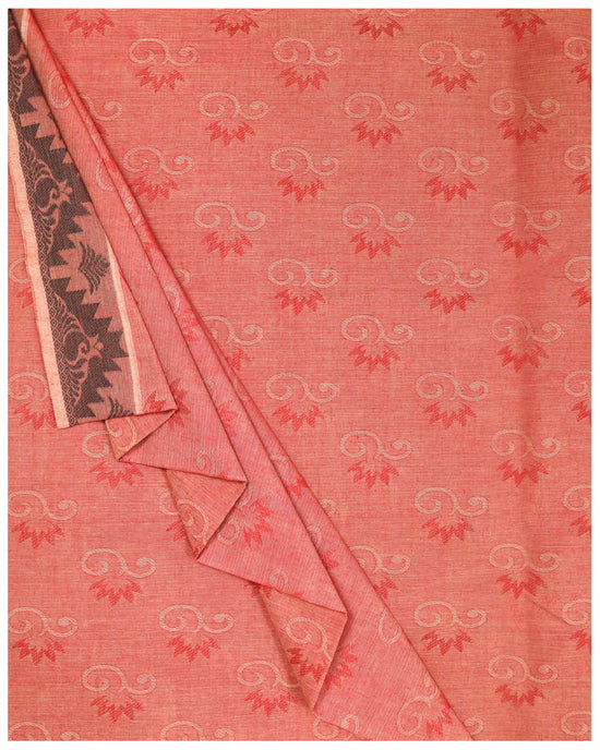 Indian Red Color Cotton Handloom Saree