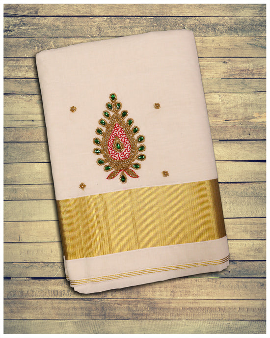 Golden Kara Set saree with Hand Work