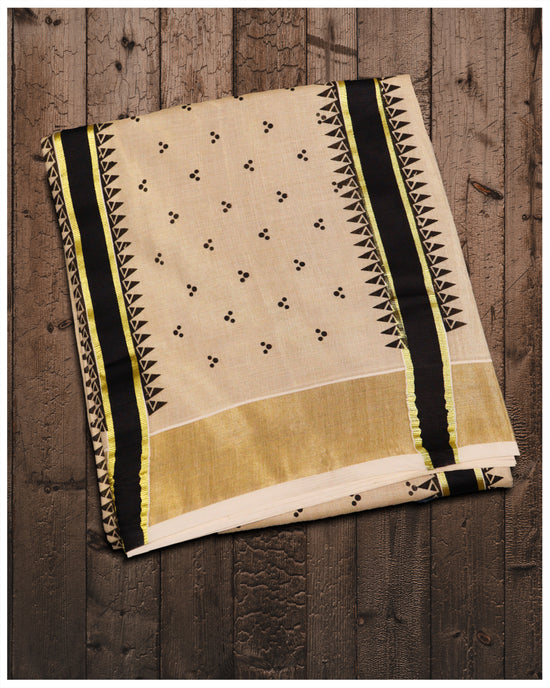Black Kara Golden Tissue Fabric Set Saree