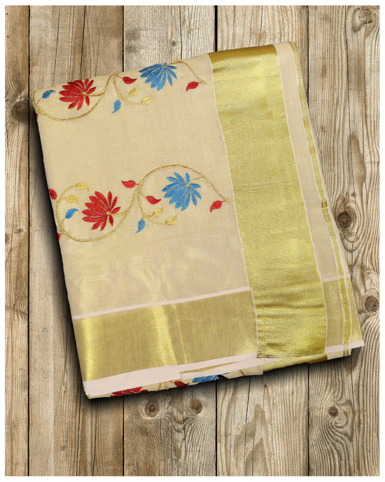 Golden Tissue Set saree with Golden Kara