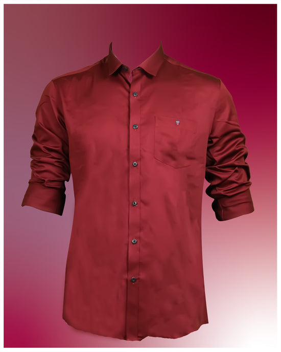 Louis Philippe Maroon Color Plain Shirt