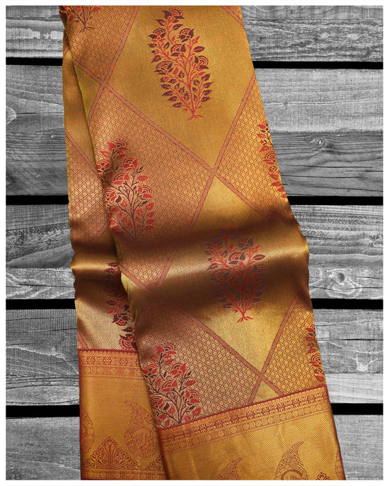 Kanchipuram Brocade Brown Color Wedding Saree