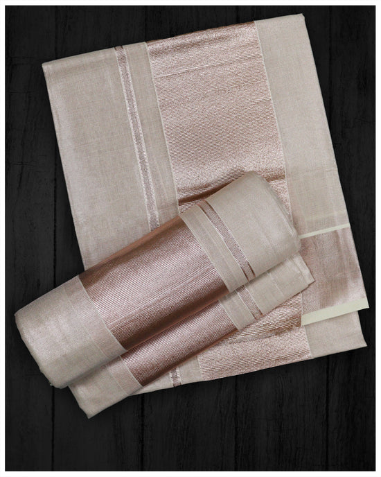 Rose Gold Kara with Rose Gold Tissue Fabric Set Mundu