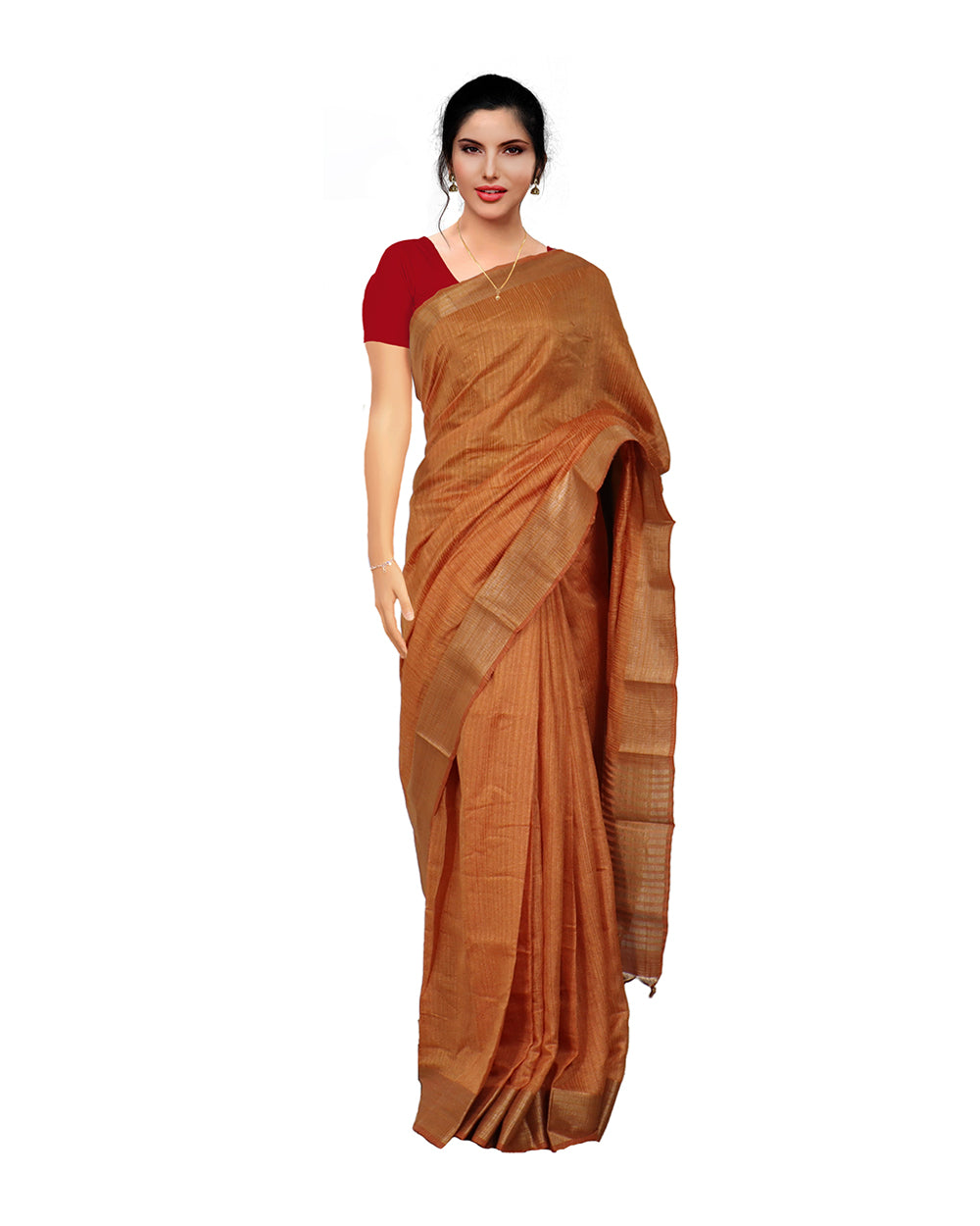 Orange semi jute saree for casual wear and party wear Sarees sreevalsamsilks