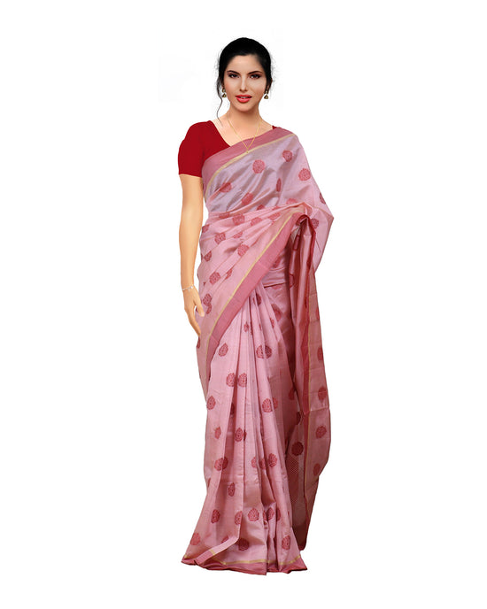 Pastel Pink Tussar Silk Occasional Wear Saree Sarees sreevalsamsilks
