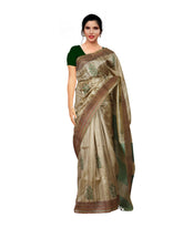 Cream brown textured semi jute  saree for casual wear and occasional wear. Sarees sreevalsamsilks