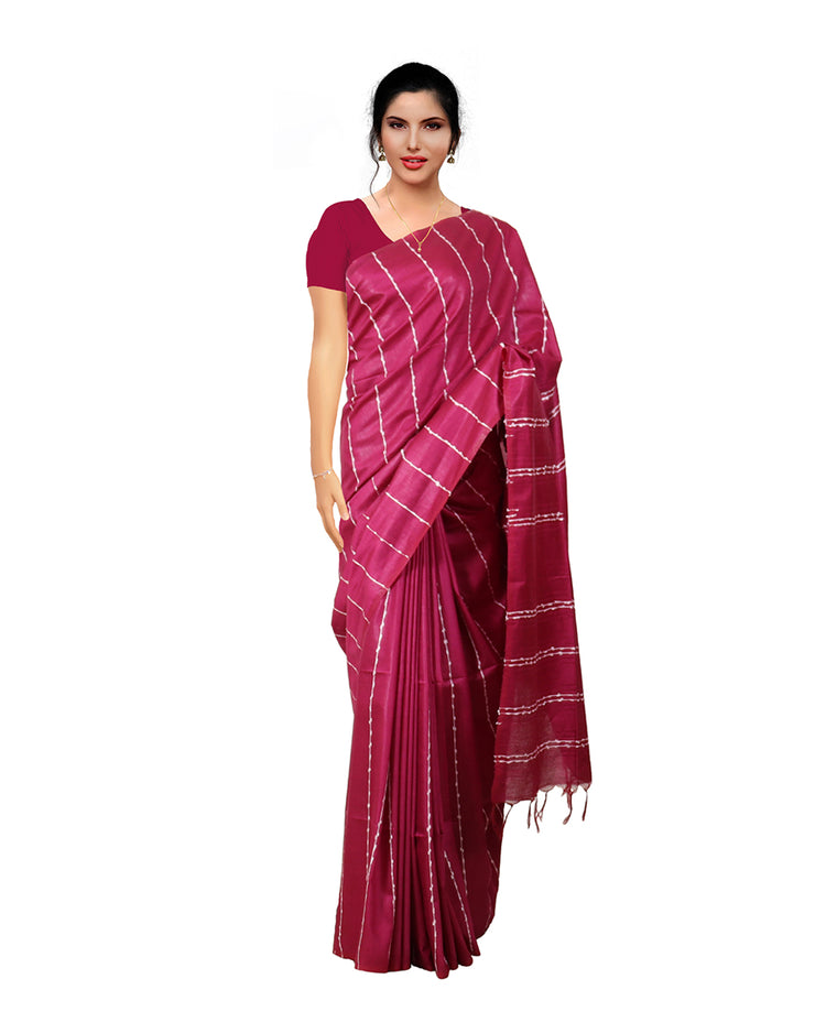 Rani pink colour semi jute Daily wear saree  sreevalsamsilks