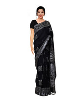 Pure black batik print soft cotton mulmul saree  ideal for casual wear  sreevalsamsilks