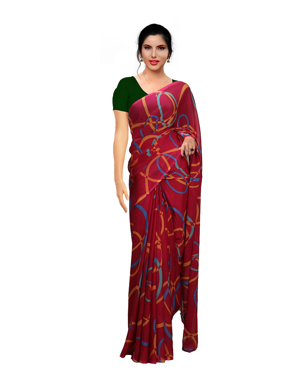 Ruby color chiffon saree  for daily wear Sarees sreevalsamsilks