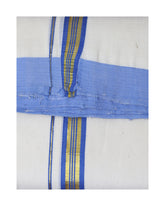 Balaramapuram Handloom Dhoti with Cobalt blue and Golden Kara Dhotis sreevalsamsilks