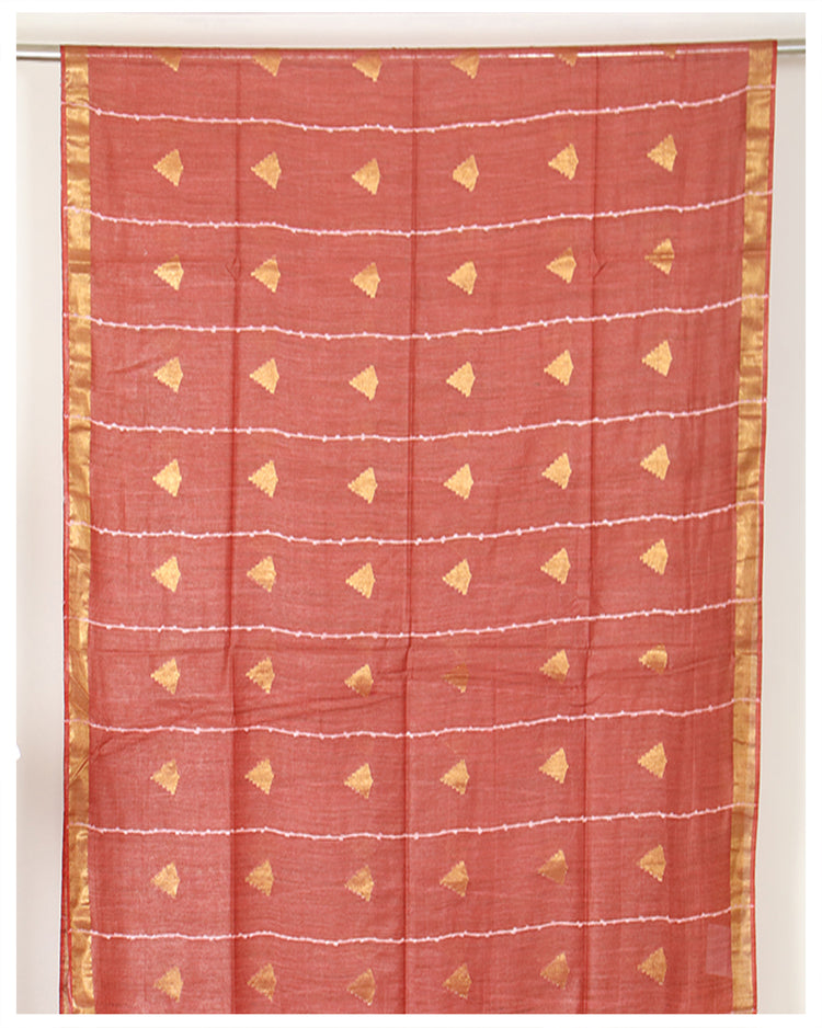 Light coral red Semi jute saree for casual and party wear Sarees sreevalsamsilks