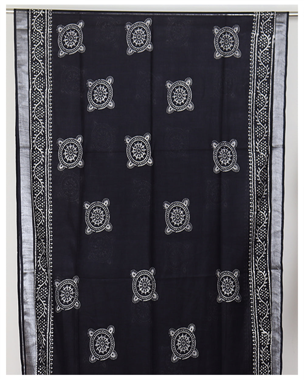 Pure black batik print soft cotton mulmul saree  ideal for casual wear Sarees sreevalsamsilks