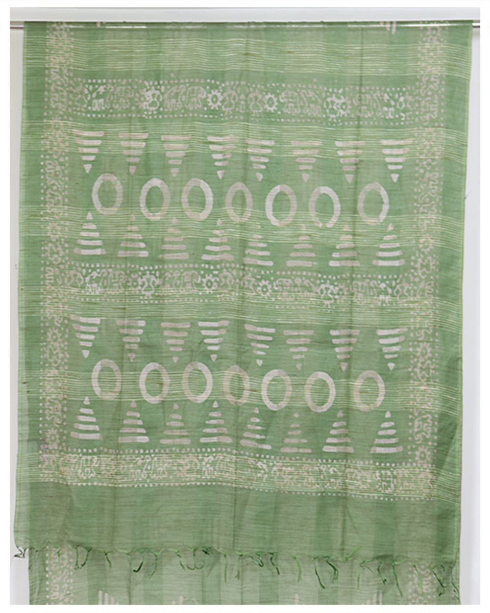 Moss Green Color Weaved Batik Tussar Silk Casual Wear Saree Sarees sreevalsamsilks