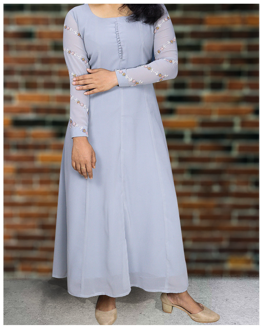 Buy Catchy Grey Embroidered Work Georgette Party Wear Kurti | Party Wear  Kurtis