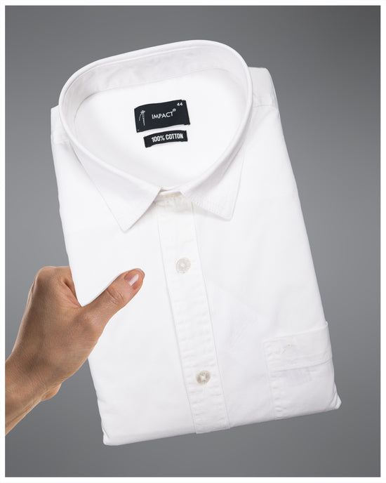 White Cotton Full Sleeve Shirt For Men