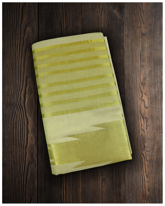 Big Golden Stripe Tissue Fabric Set Saree