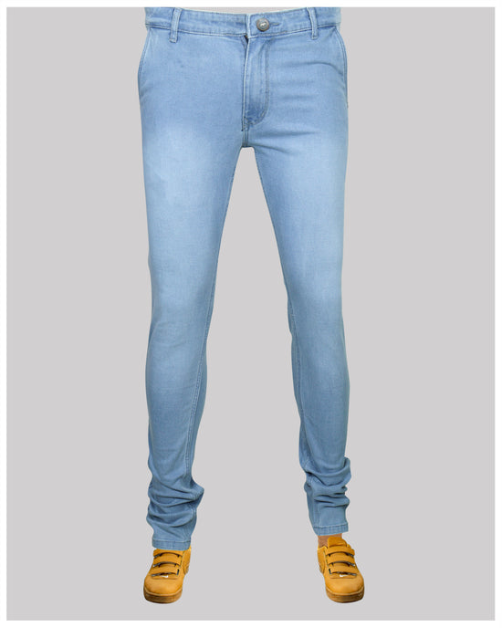 Textured Sky Blue Slim Fit Jeans