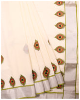 TRADITIONAL SET SAREES  traditional set saree  Silver Kara With Peacock Feather Cotton Set saree  Set Sarees  set saree online  set saree  online set saree  ONAM SET SAREES  kerala set sarees  Cotton Set Saree